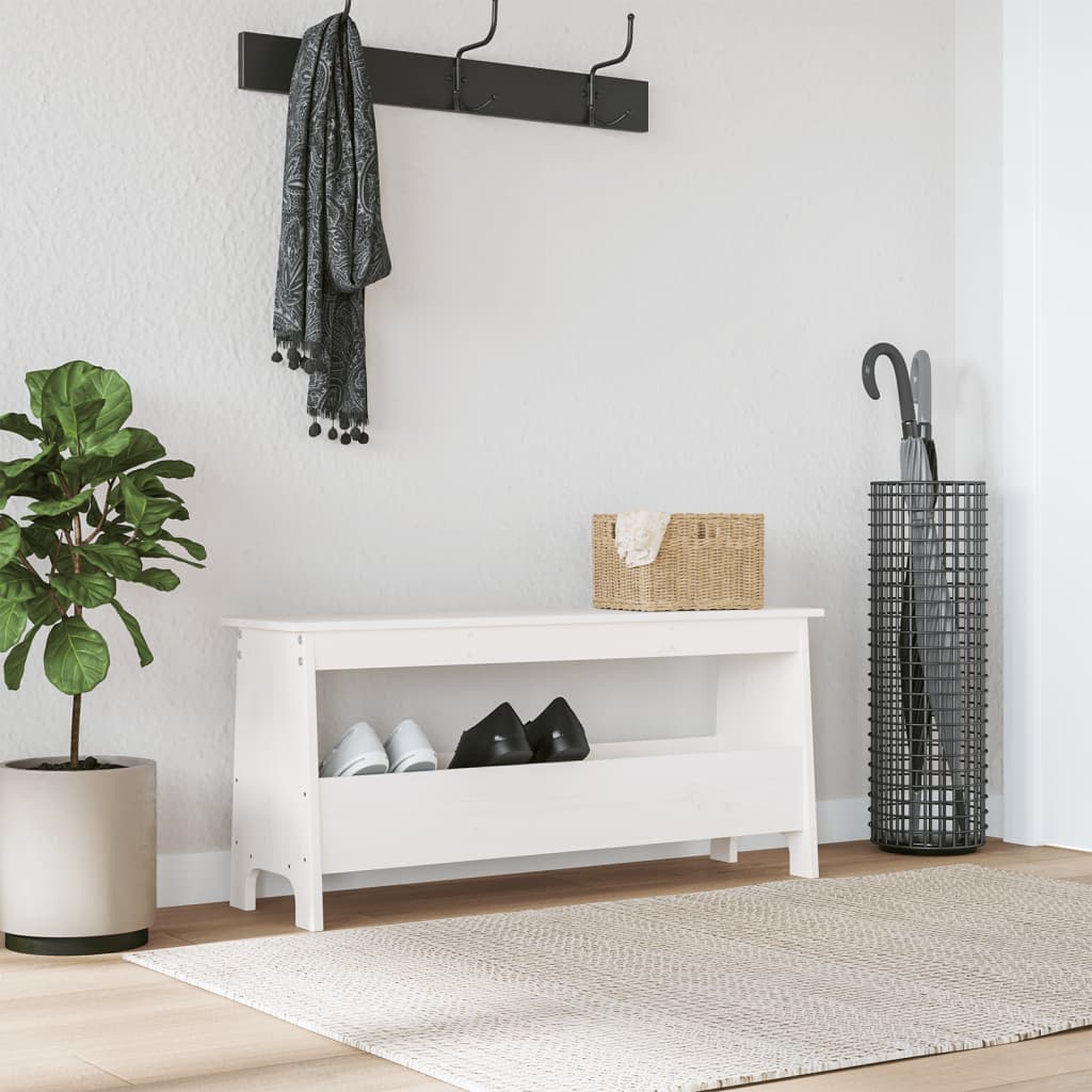 Klupa za hodnik bijela 100x28x45 cm masivno drvo bor