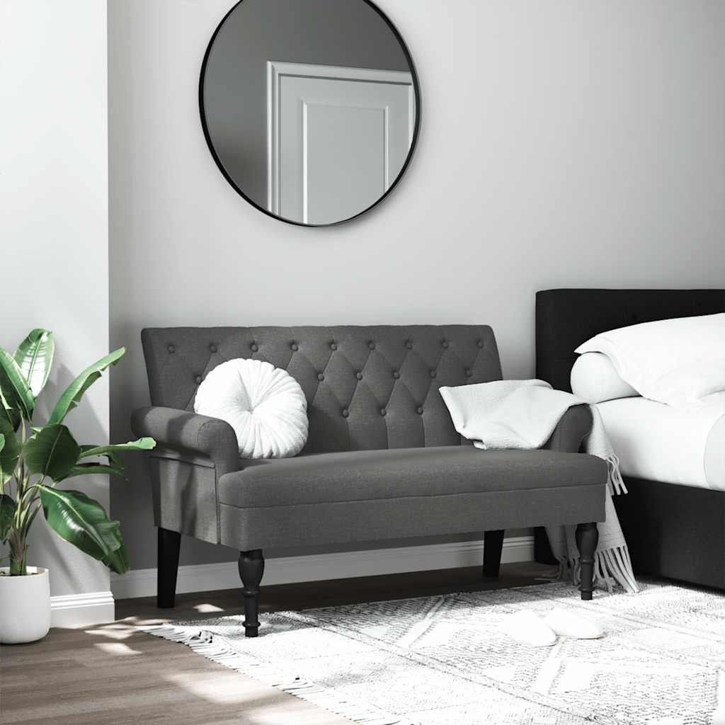 Klupa s naslonom tamno siva 120x62x75,5 cm tkanina
