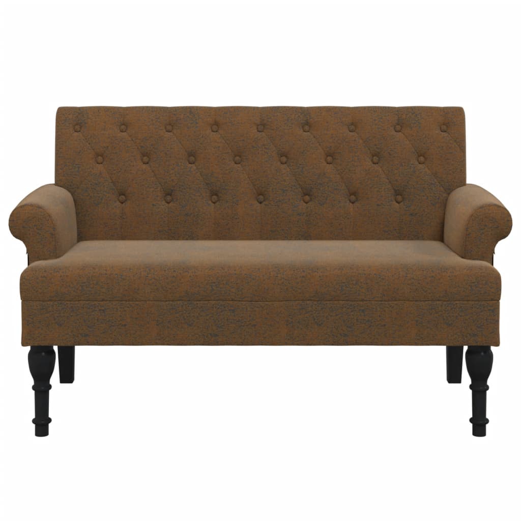Klupa s naslonom smeđa 120 x 62 x 75,5 cm umjetna brušena koža