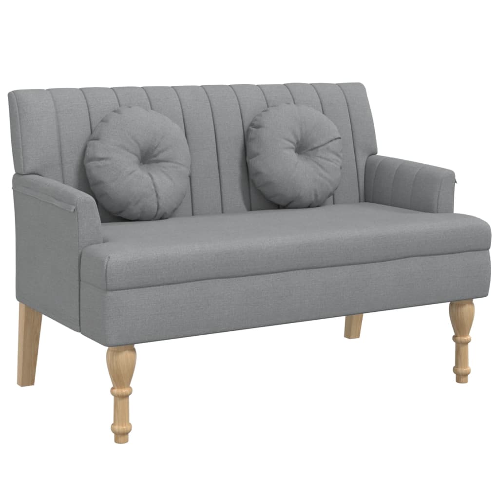 Klupa s jastucima svjetlosiva 113 x 64,5 x 75,5 cm od tkanine
