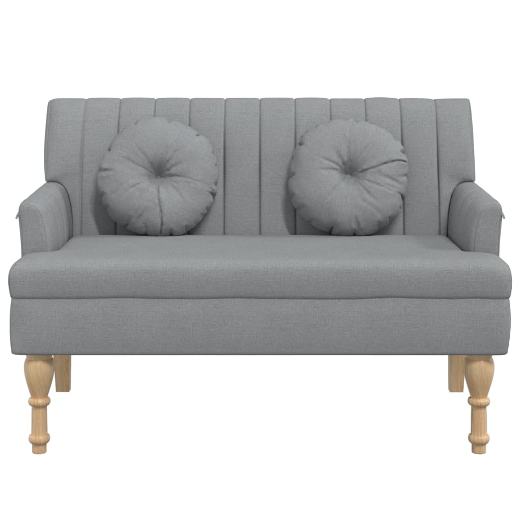 Klupa s jastucima svjetlosiva 113 x 64,5 x 75,5 cm od tkanine
