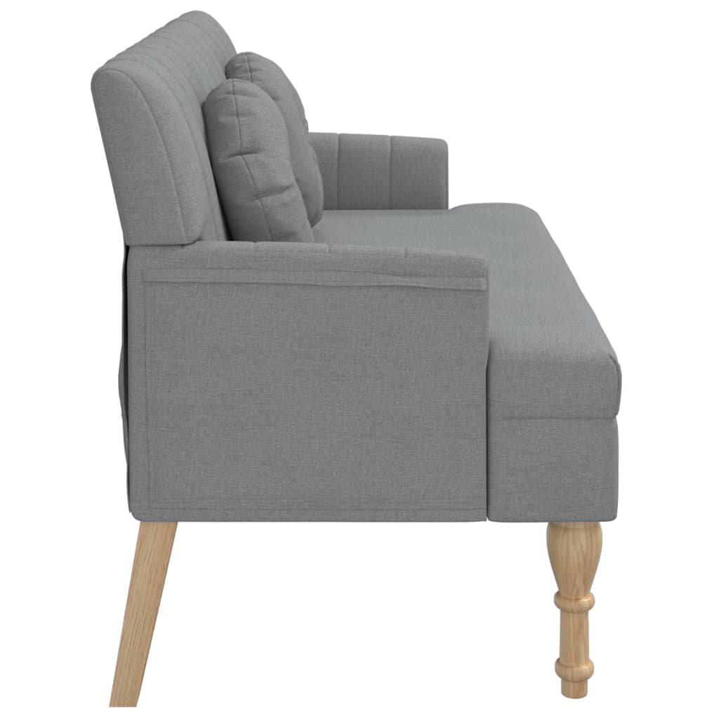 Klupa s jastucima svjetlosiva 113 x 64,5 x 75,5 cm od tkanine
