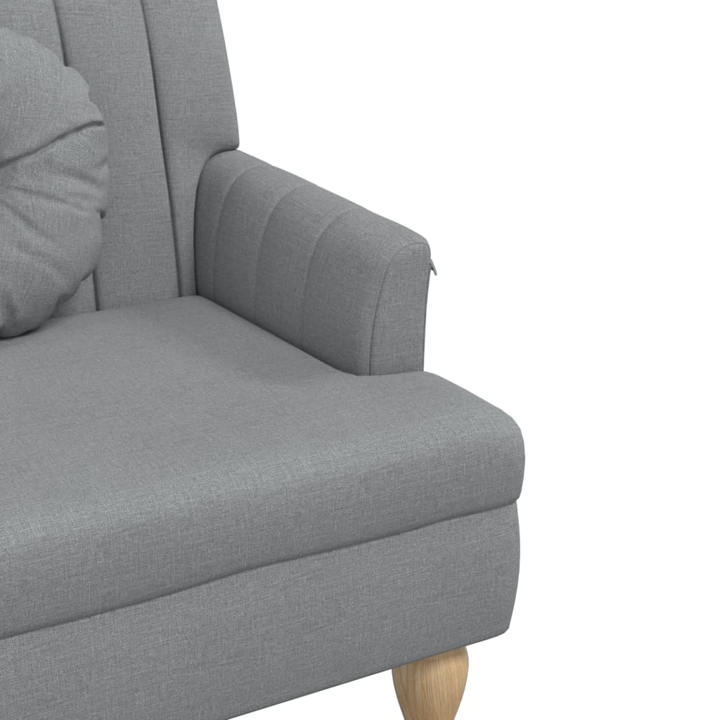 Klupa s jastucima svjetlosiva 113 x 64,5 x 75,5 cm od tkanine