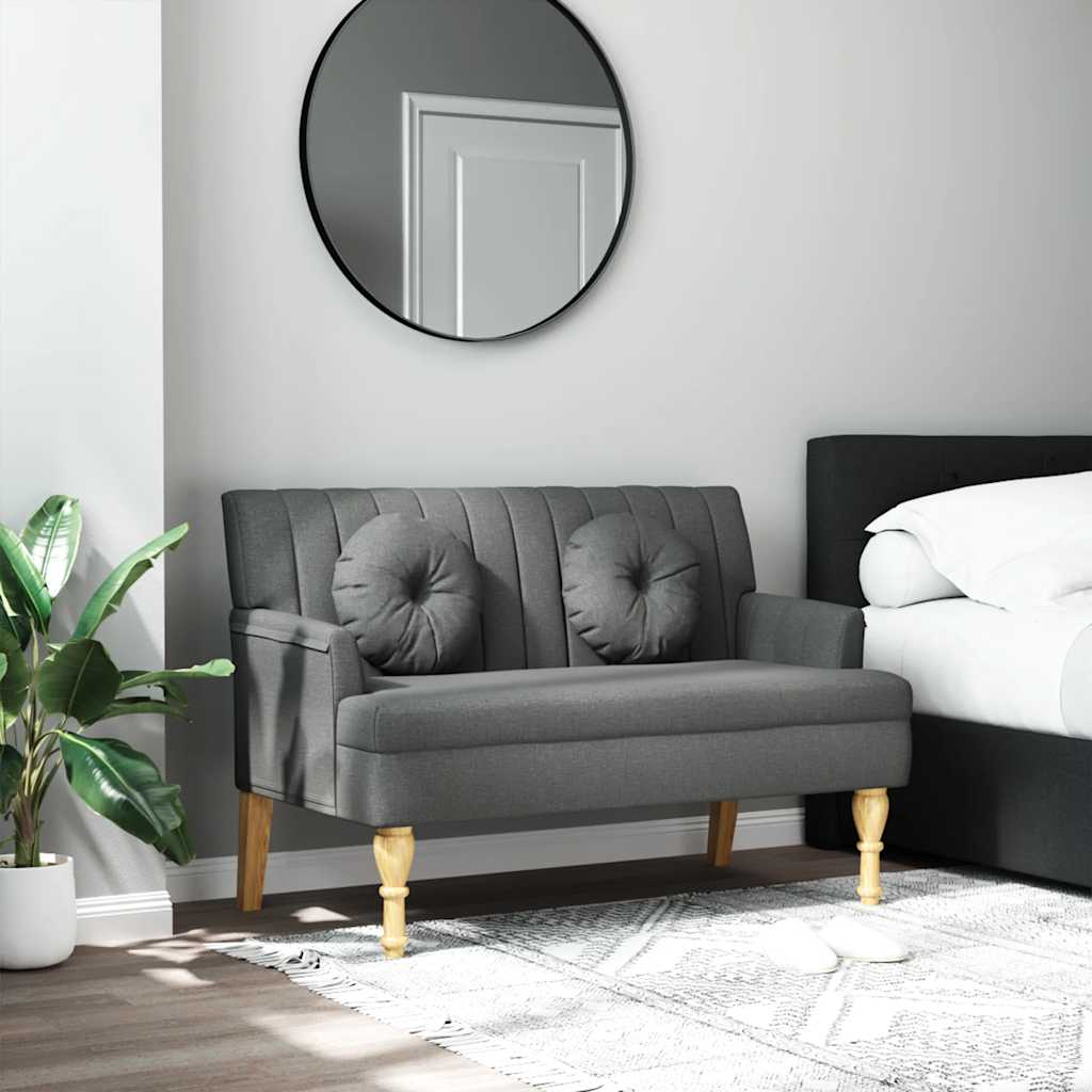 Klupa s jastucima tamnosiva 113 x 64,5 x 75,5 cm od tkanine