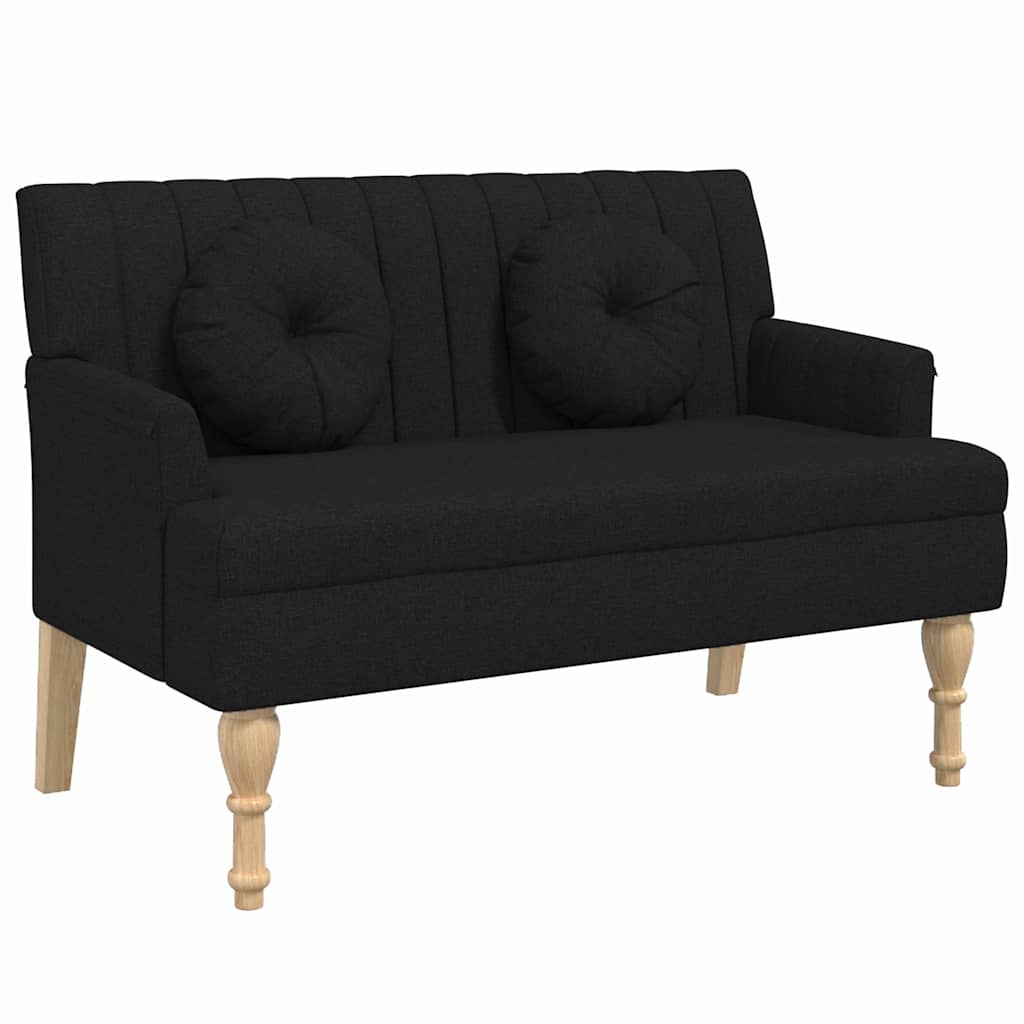 Klupa s jastucima crna 113 x 64,5 x 75,5 cm od tkanine
