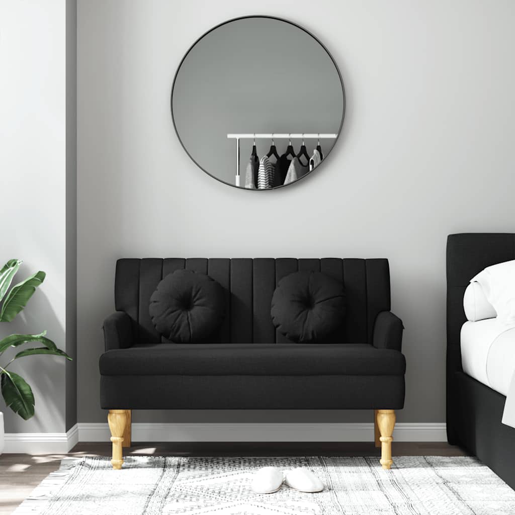 Klupa s jastucima crna 113 x 64,5 x 75,5 cm od tkanine