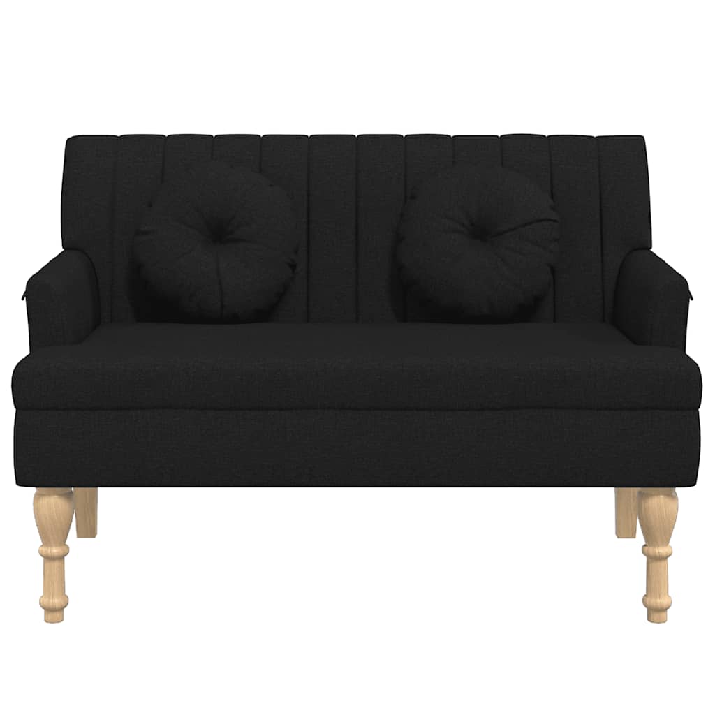 Klupa s jastucima crna 113 x 64,5 x 75,5 cm od tkanine