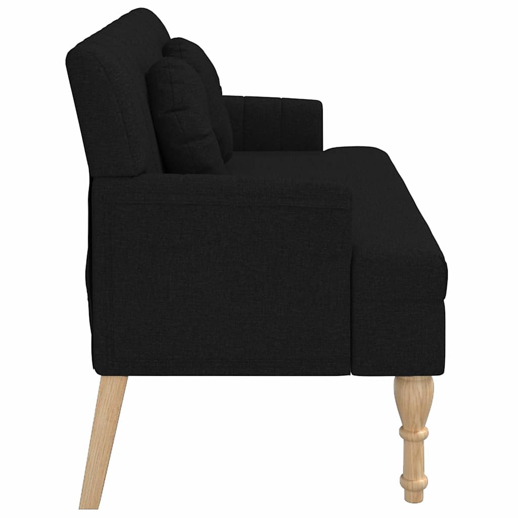 Klupa s jastucima crna 113 x 64,5 x 75,5 cm od tkanine