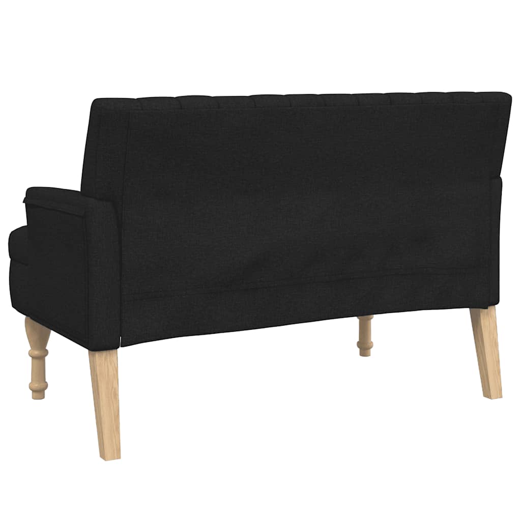 Klupa s jastucima crna 113 x 64,5 x 75,5 cm od tkanine