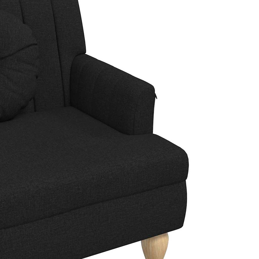 Klupa s jastucima crna 113 x 64,5 x 75,5 cm od tkanine