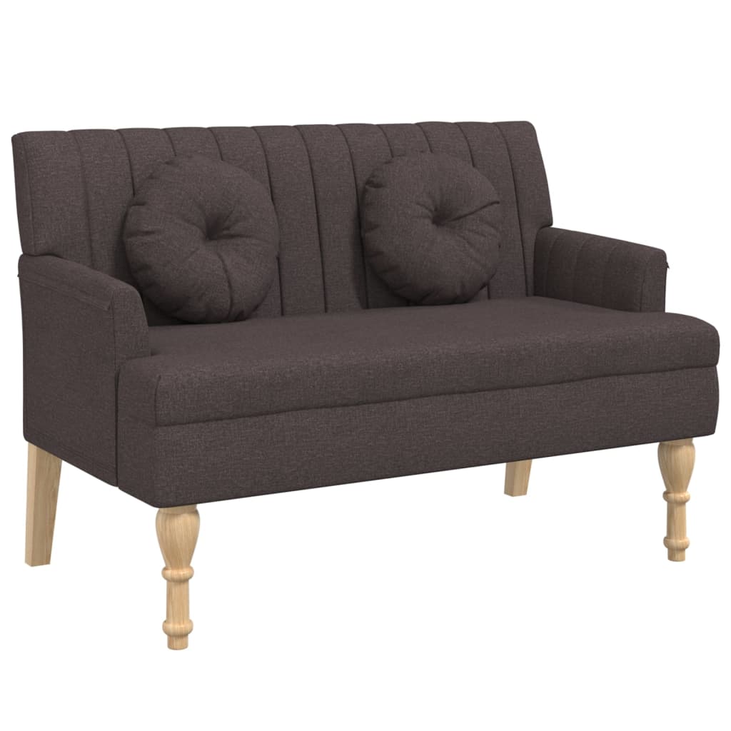 Klupa s jastucima tamnosmeđa 113 x 64,5 x 75,5 cm od tkanine