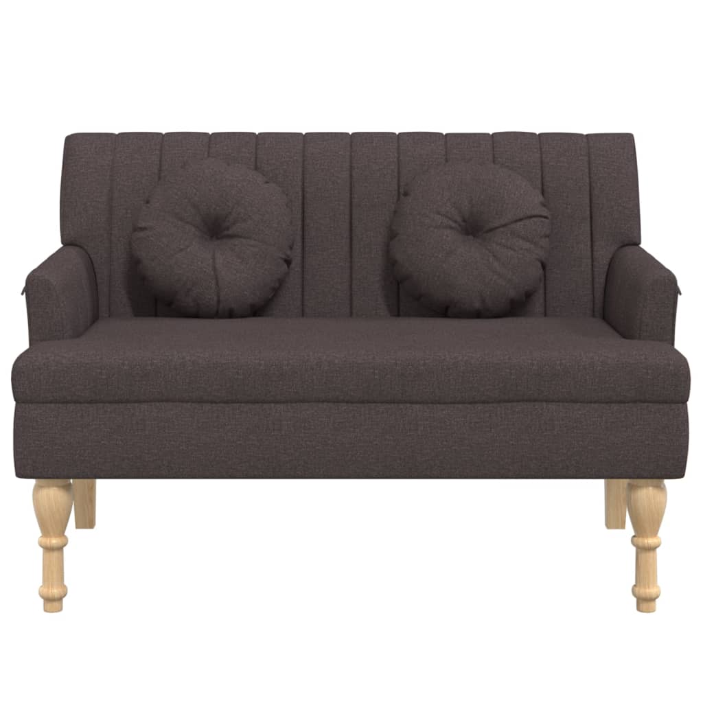 Klupa s jastucima tamnosmeđa 113 x 64,5 x 75,5 cm od tkanine