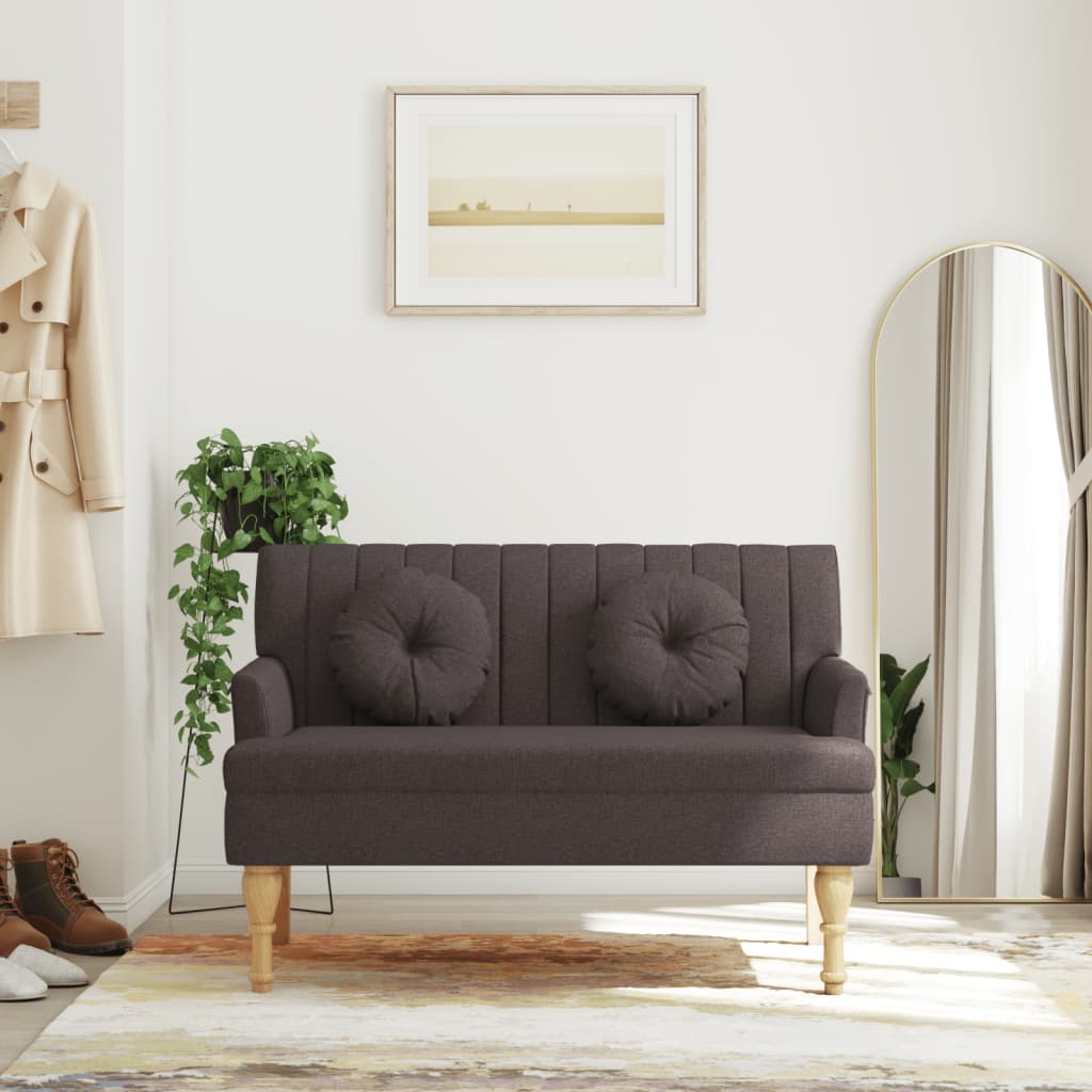 Klupa s jastucima tamnosmeđa 113 x 64,5 x 75,5 cm od tkanine