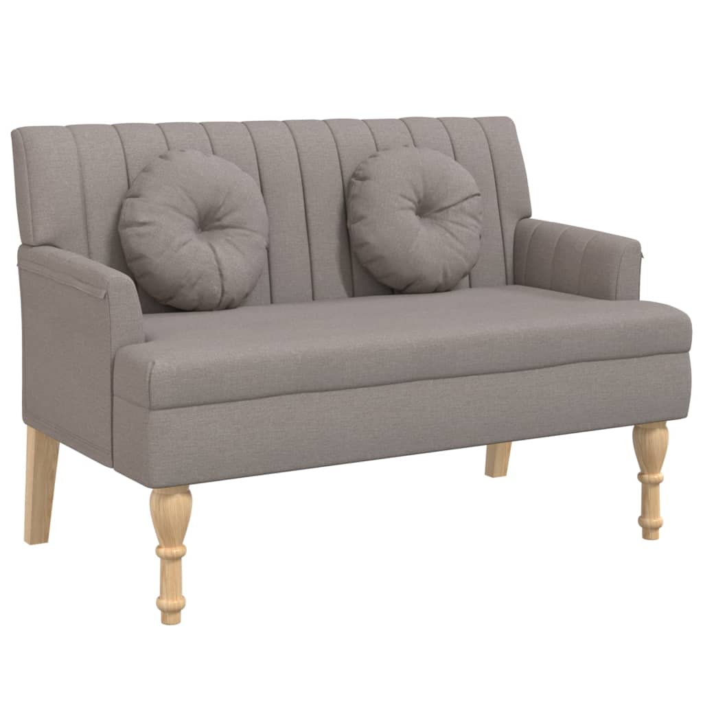 Klupa s jastucima smeđesiva 113 x 64,5 x 75,5 cm od tkanine
