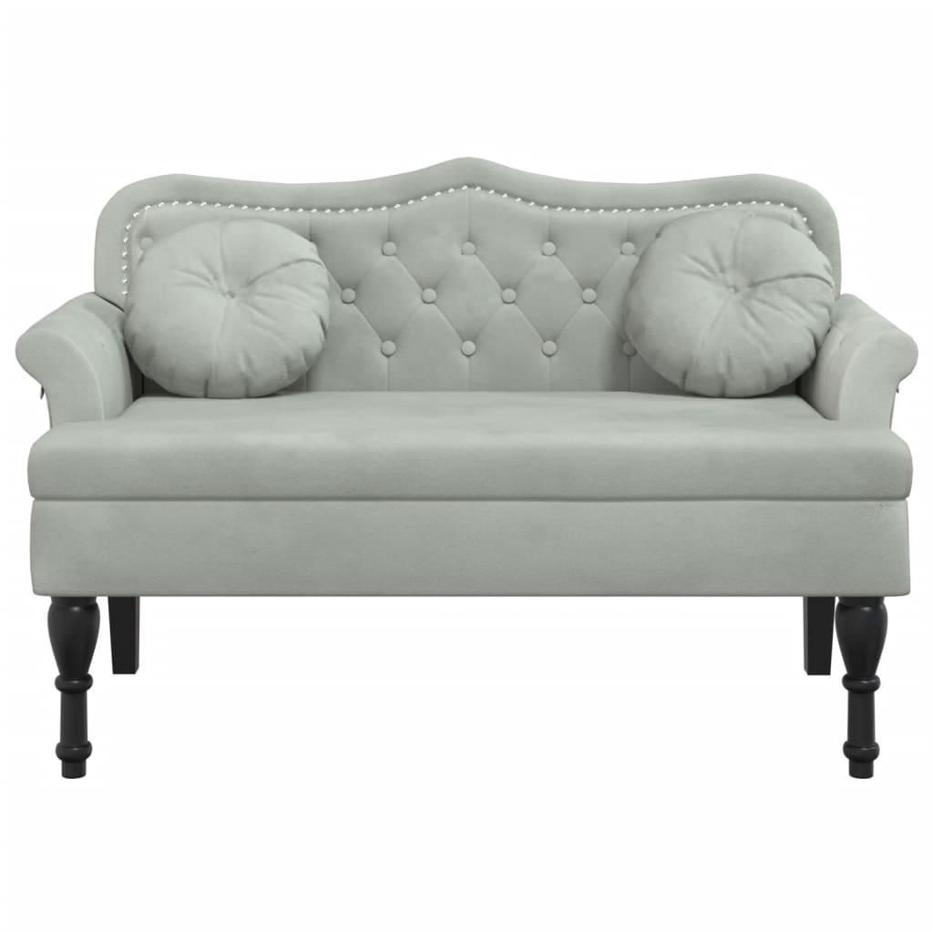 Klupa s jastucima svijetlosiva 120,5x65x75 cm baršun