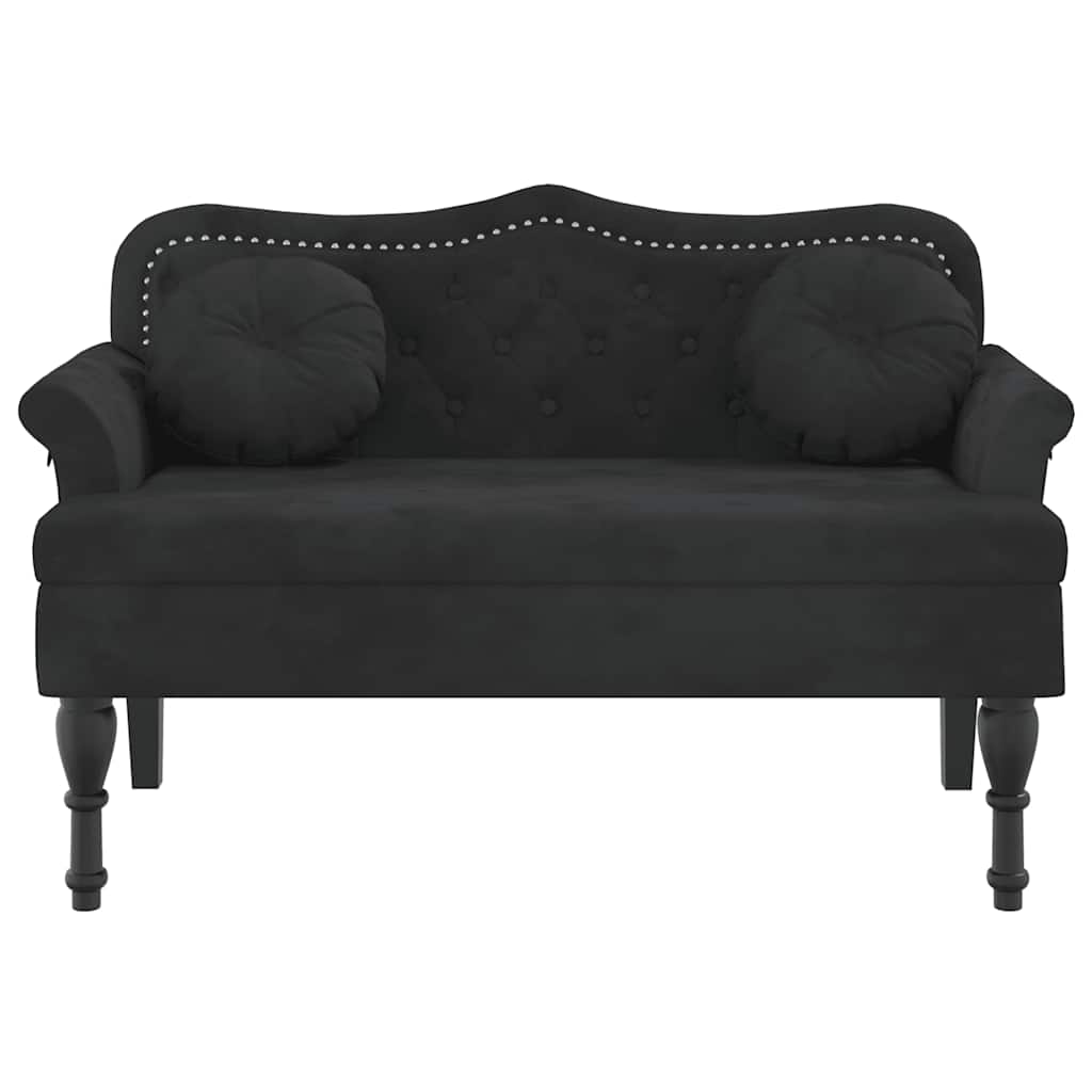 Klupa s jastucima crna 120,5x65x75 cm baršunasta