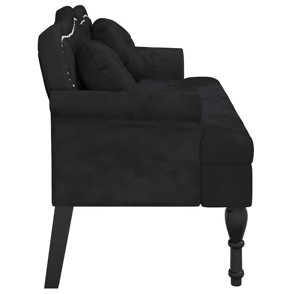 Klupa s jastucima crna 120,5x65x75 cm baršunasta