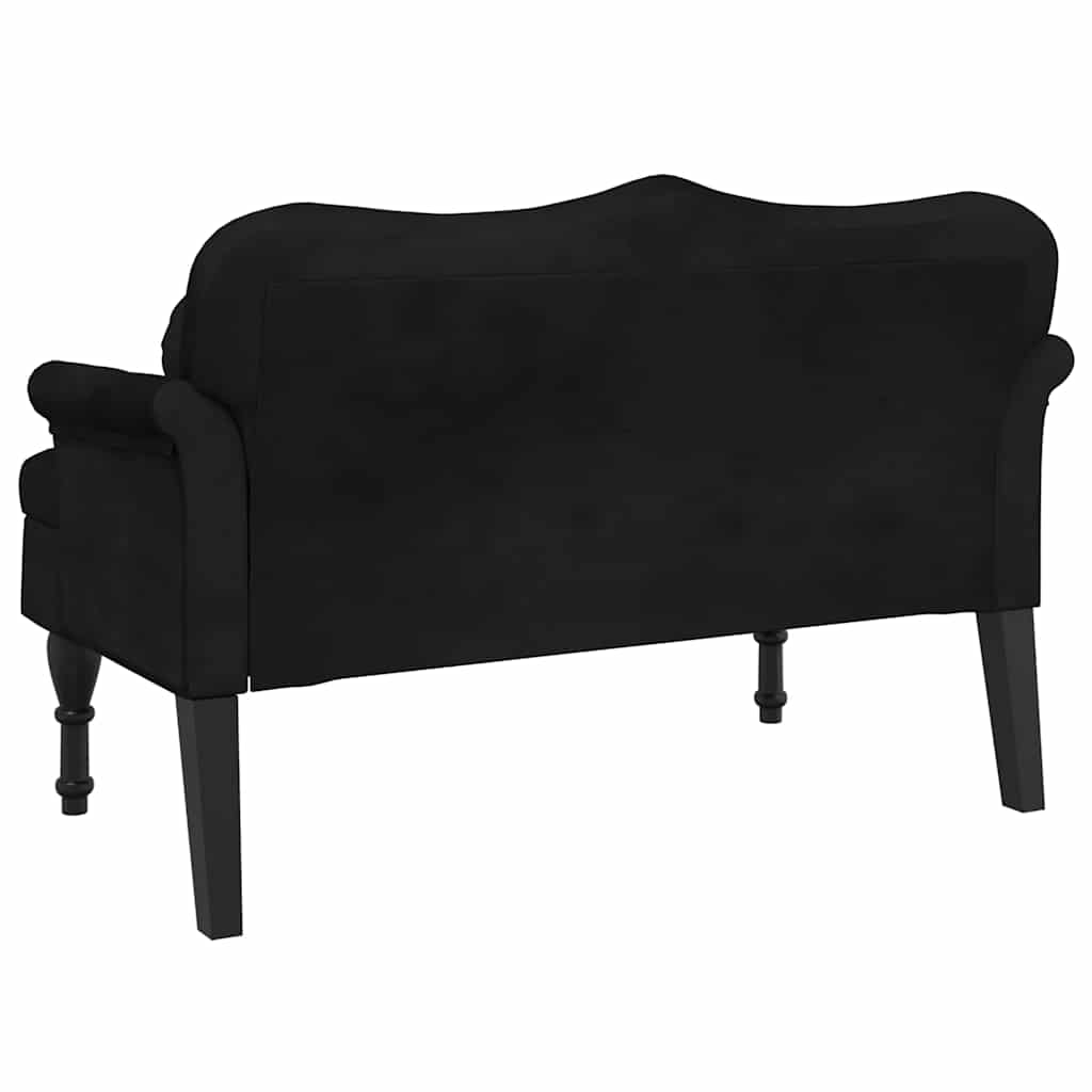 Klupa s jastucima crna 120,5x65x75 cm baršunasta