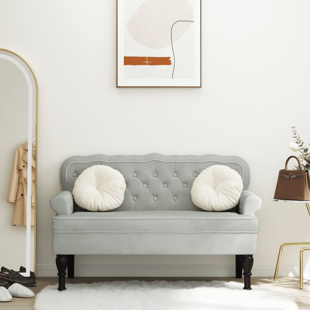 Klupa s naslonom svijetlosiva 119,5x64,5x75 cm baršun
