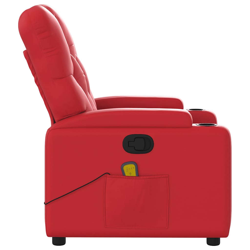 Masažni naslonjač od umjetne kože crveni