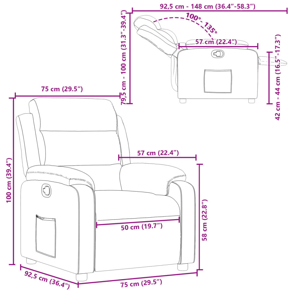 Naslonjač od umjetne kože crni