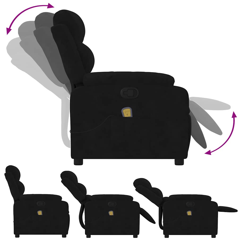 Masažni naslonjač crni baršunasti
