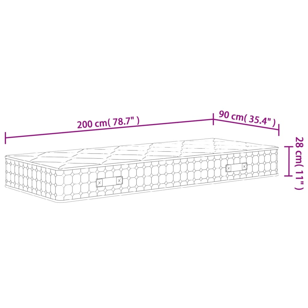 Madrac s džepičastim oprugama srednji 90 x 200 cm