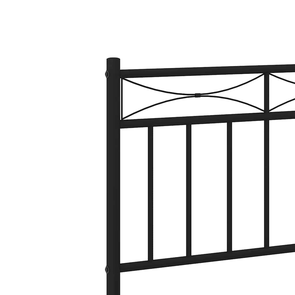 Metalni okvir za krevet s uzglavljem crni 75x190 cm
