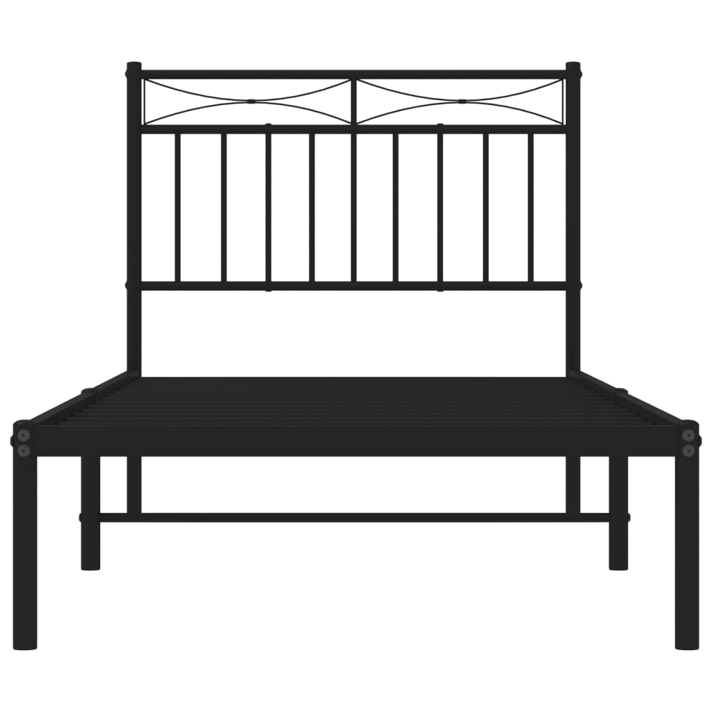Metalni okvir za krevet s uzglavljem crni 90x190 cm