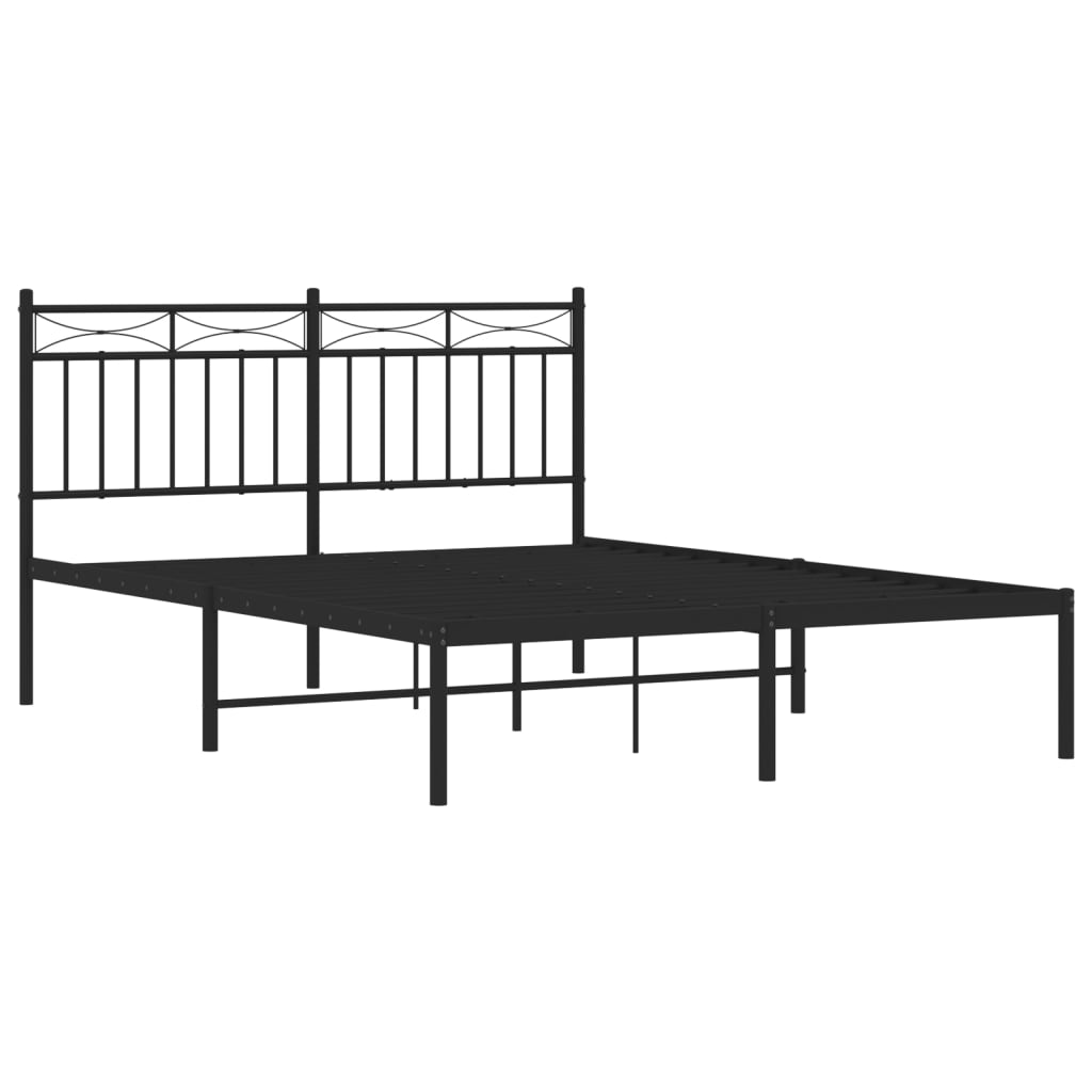 Metalni okvir za krevet s uzglavljem crni 140x190 cm