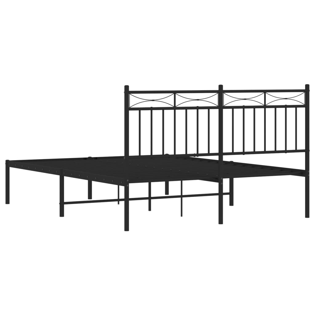 Metalni okvir za krevet s uzglavljem crni 140x190 cm
