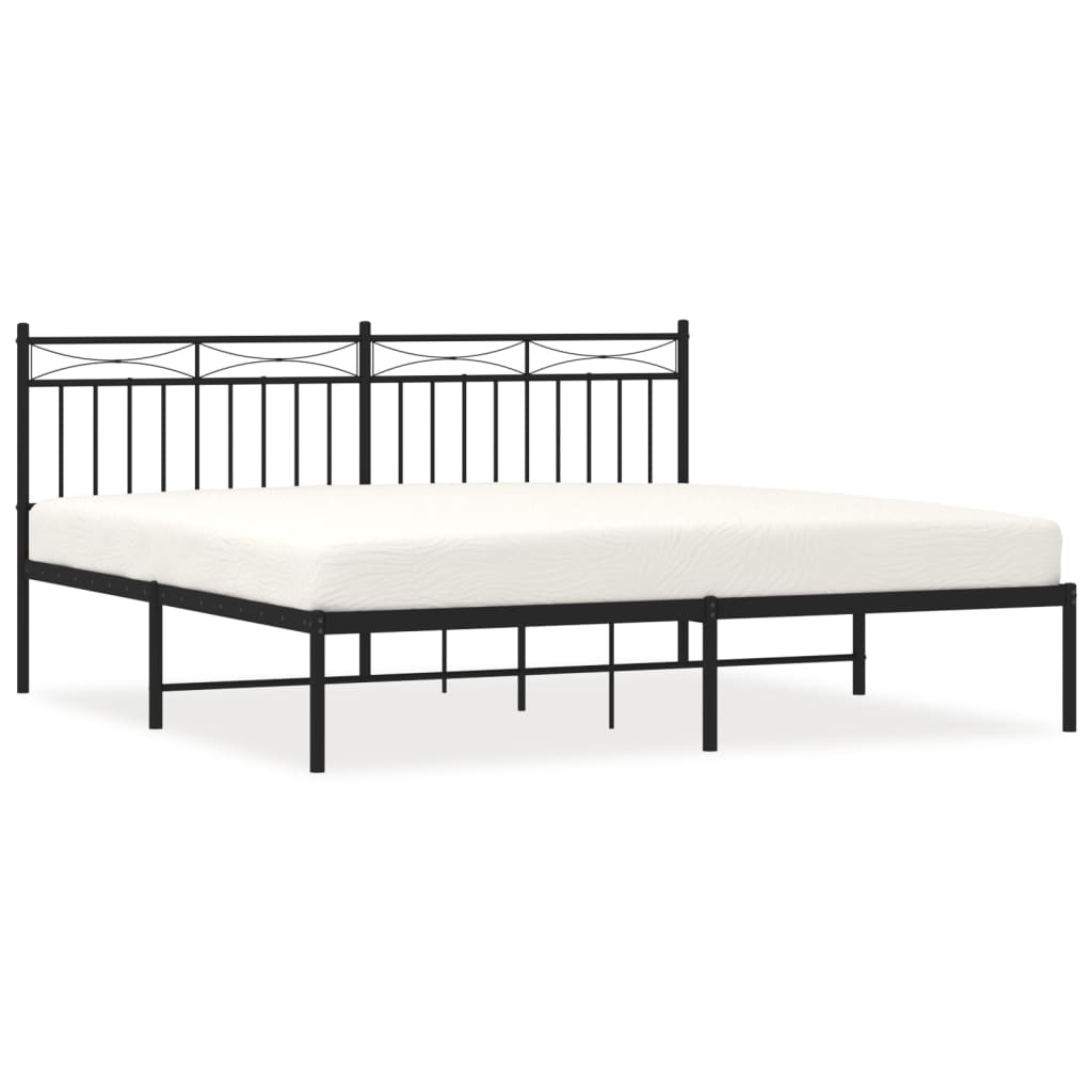 Metalni okvir za krevet s uzglavljem crni 180x200 cm