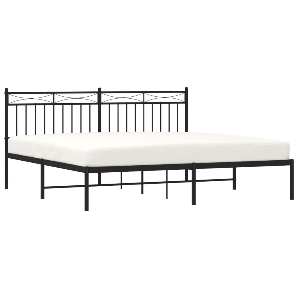 Metalni okvir za krevet s uzglavljem crni 180x200 cm