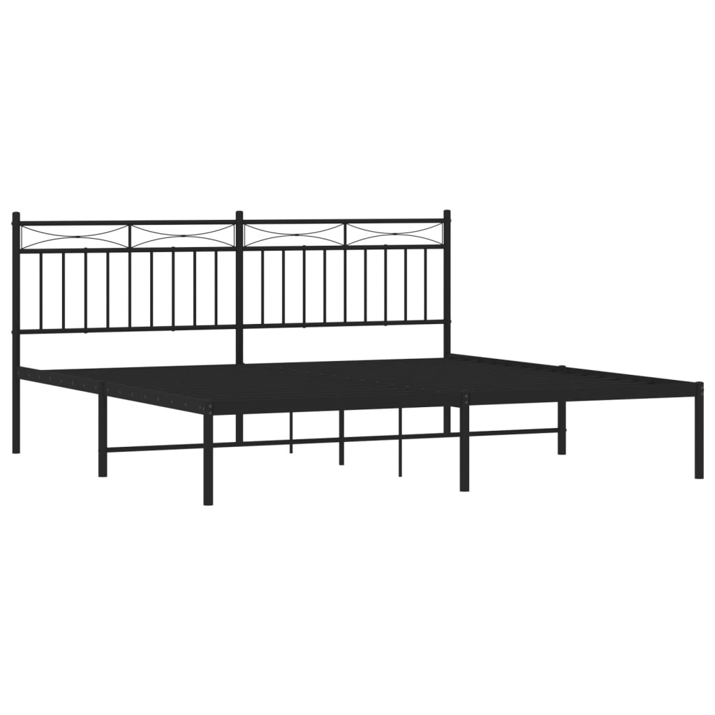 Metalni okvir za krevet s uzglavljem crni 180x200 cm