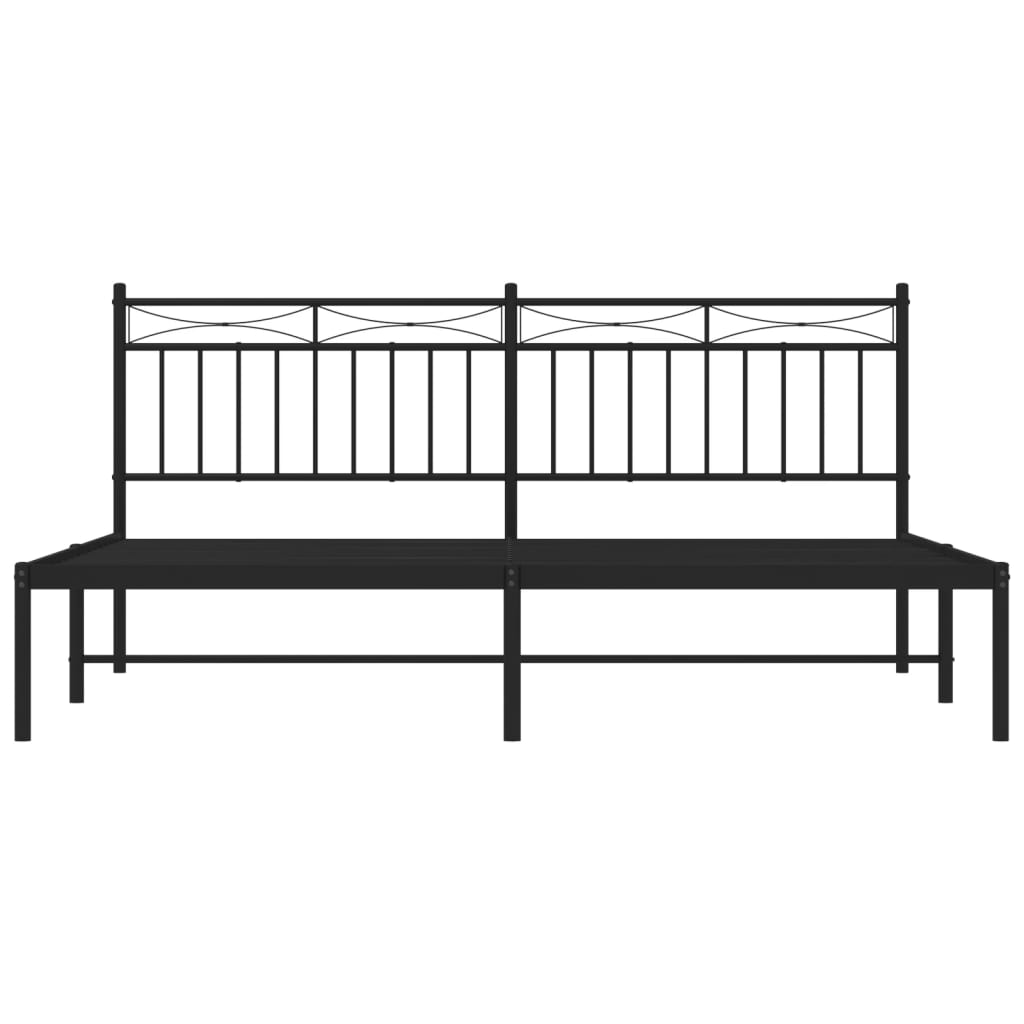 Metalni okvir za krevet s uzglavljem crni 180x200 cm
