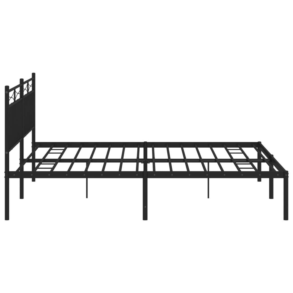 Metalni okvir za krevet s uzglavljem crni 180x200 cm
