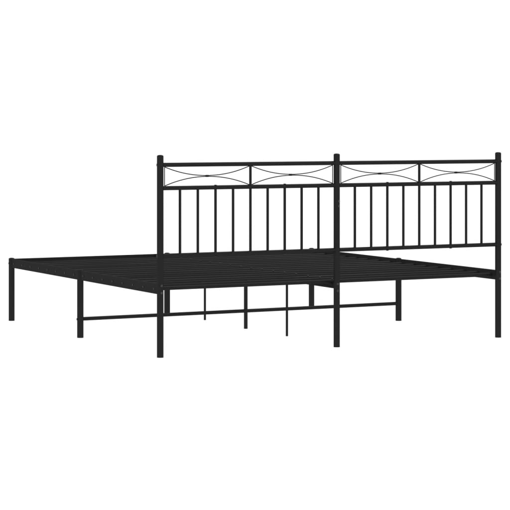 Metalni okvir za krevet s uzglavljem crni 180x200 cm