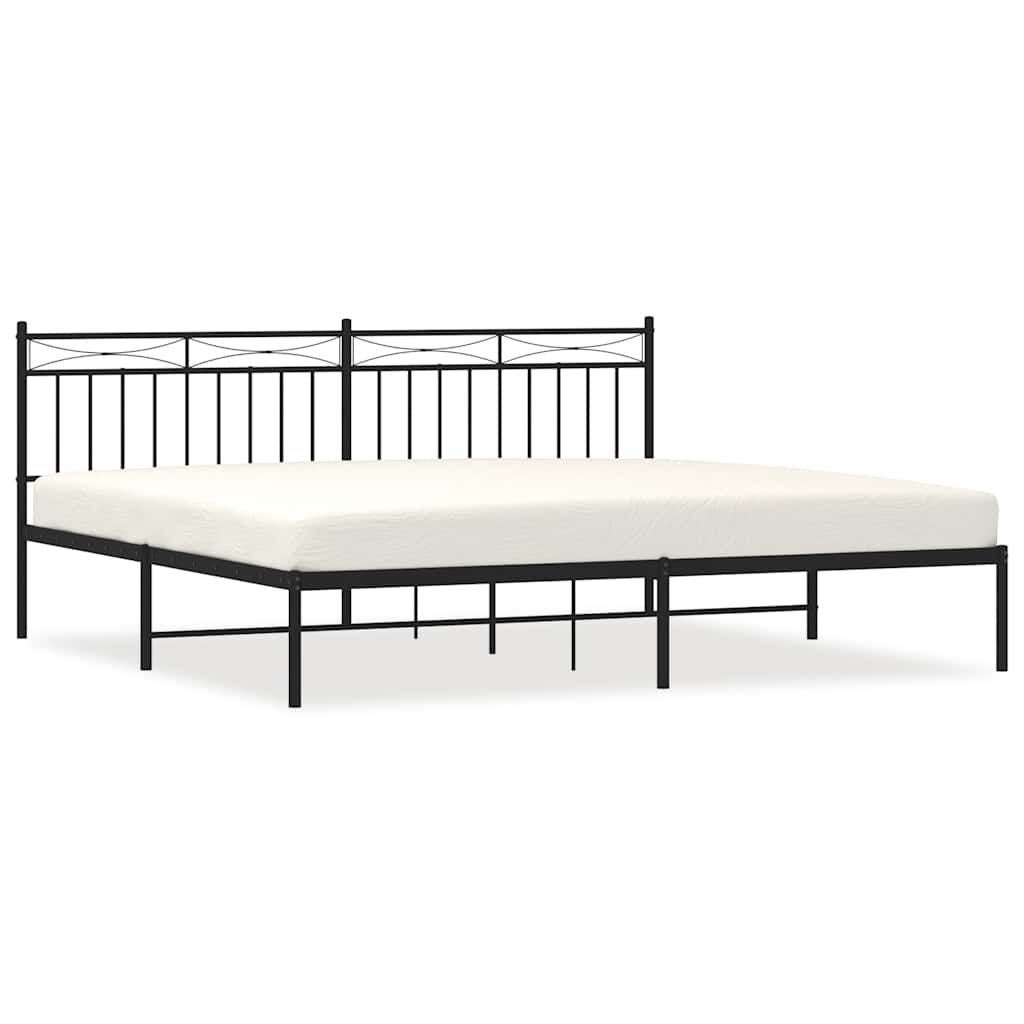 Metalni okvir za krevet s uzglavljem crni 193x203 cm