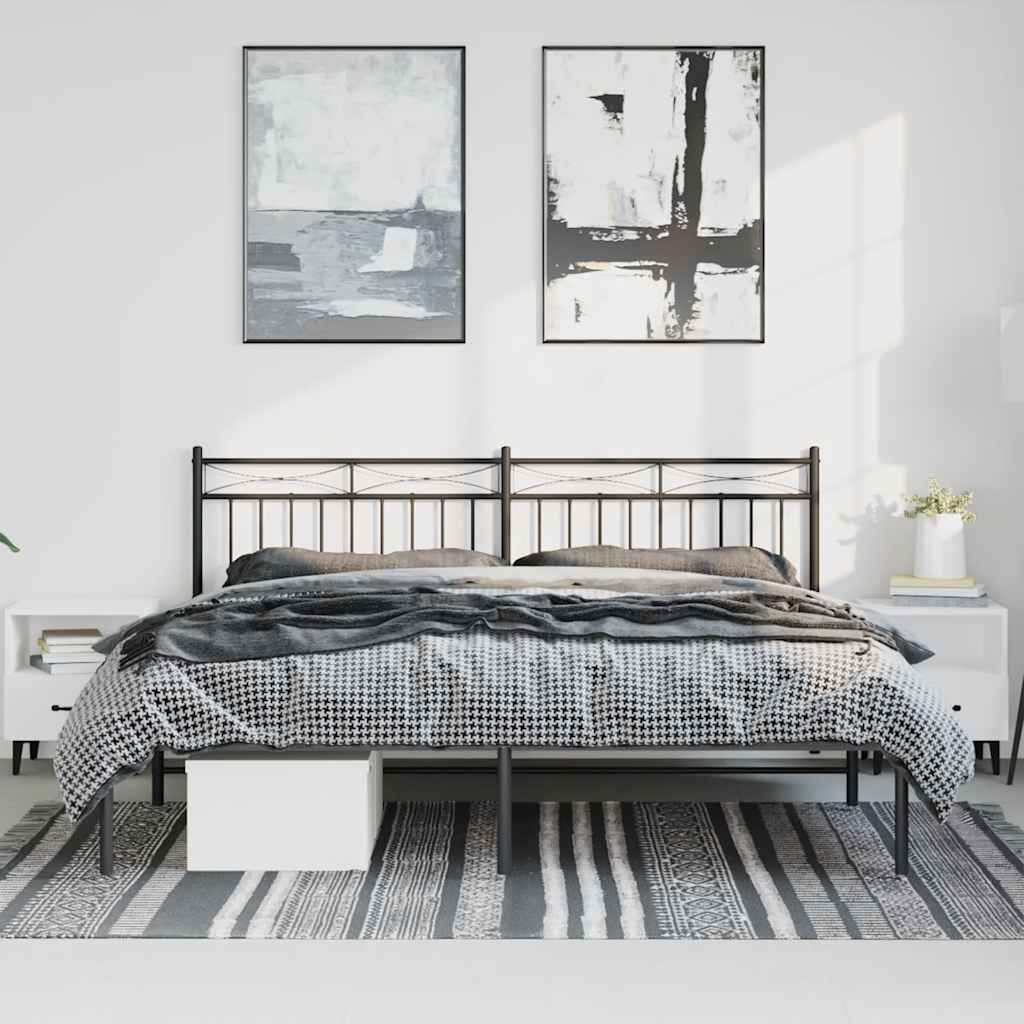 Metalni okvir za krevet s uzglavljem crni 193x203 cm