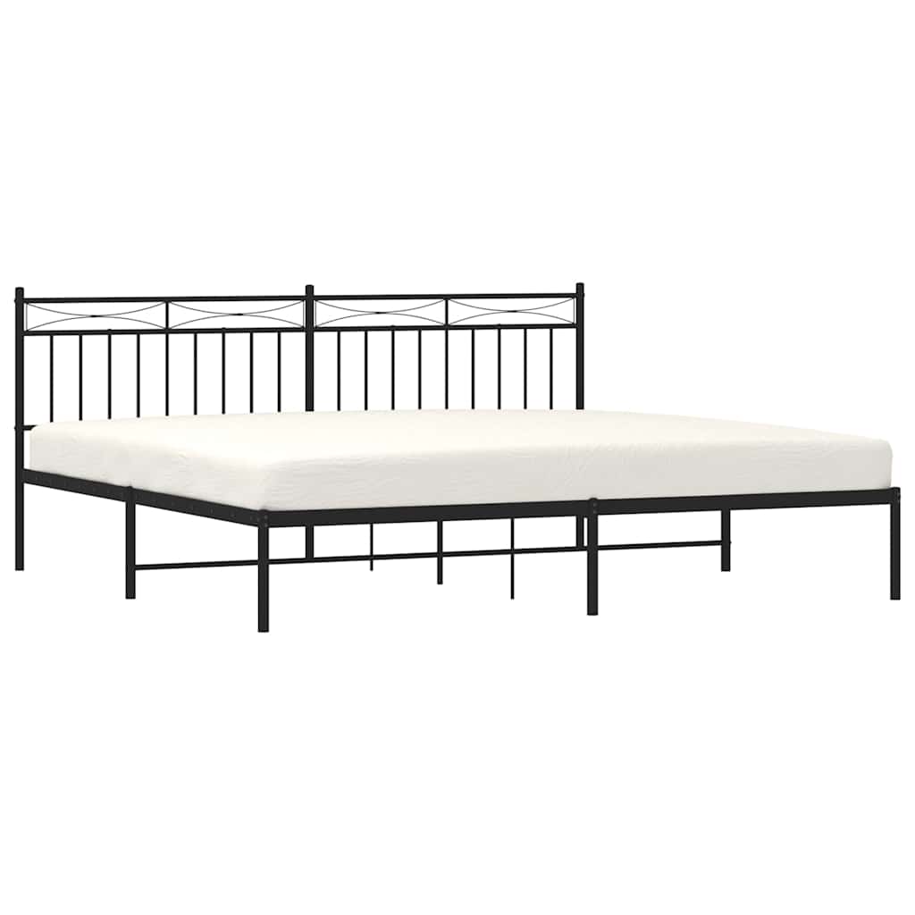 Metalni okvir za krevet s uzglavljem crni 193x203 cm