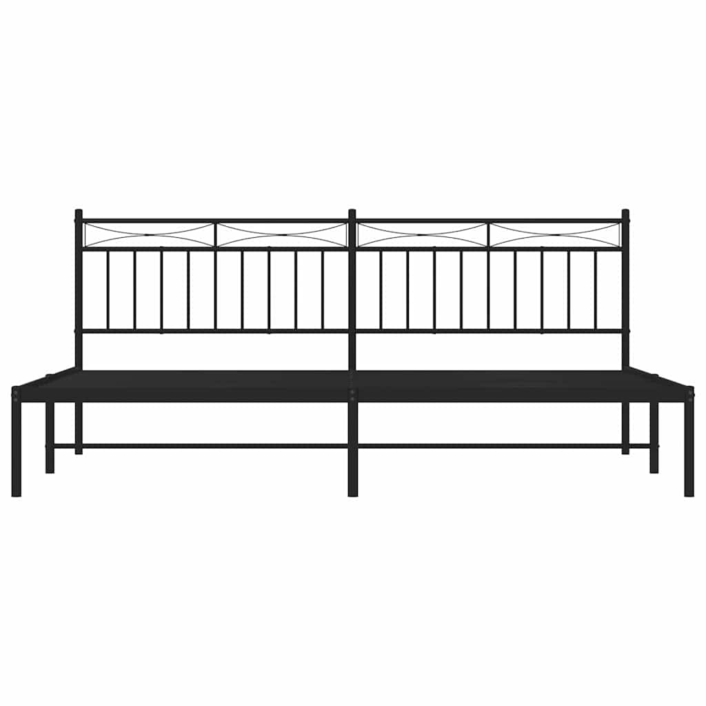 Metalni okvir za krevet s uzglavljem crni 193x203 cm