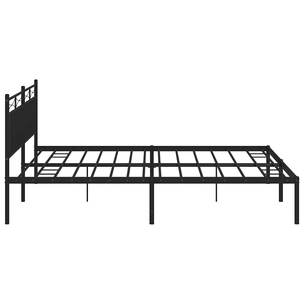 Metalni okvir za krevet s uzglavljem crni 193x203 cm