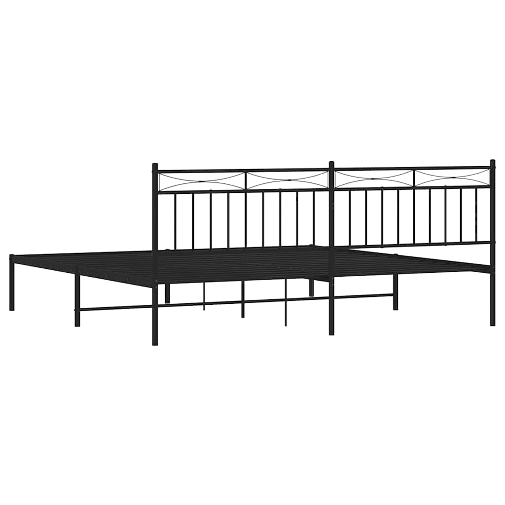 Metalni okvir za krevet s uzglavljem crni 193x203 cm
