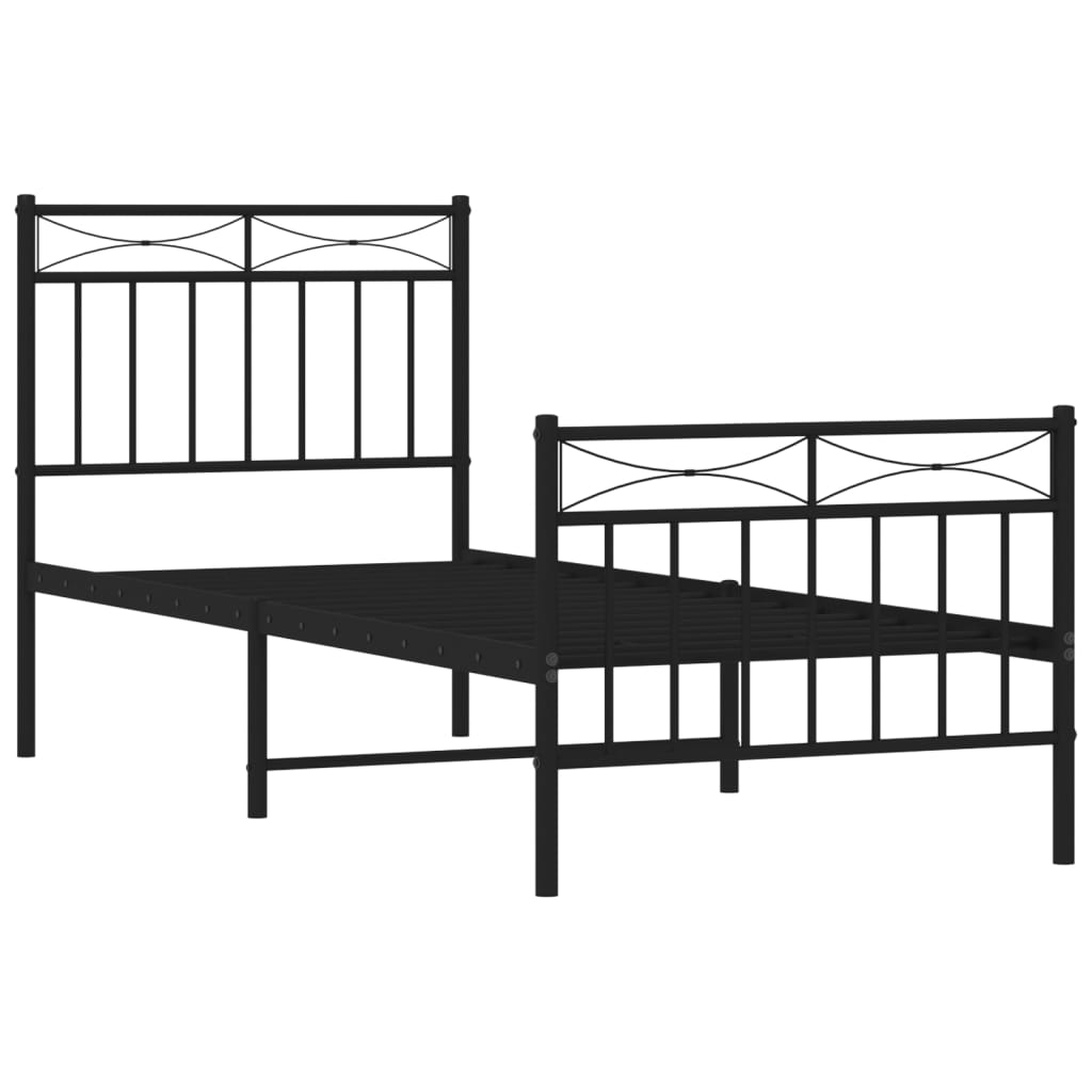 Metalni okvir kreveta uzglavlje i podnožje crni 80x200 cm