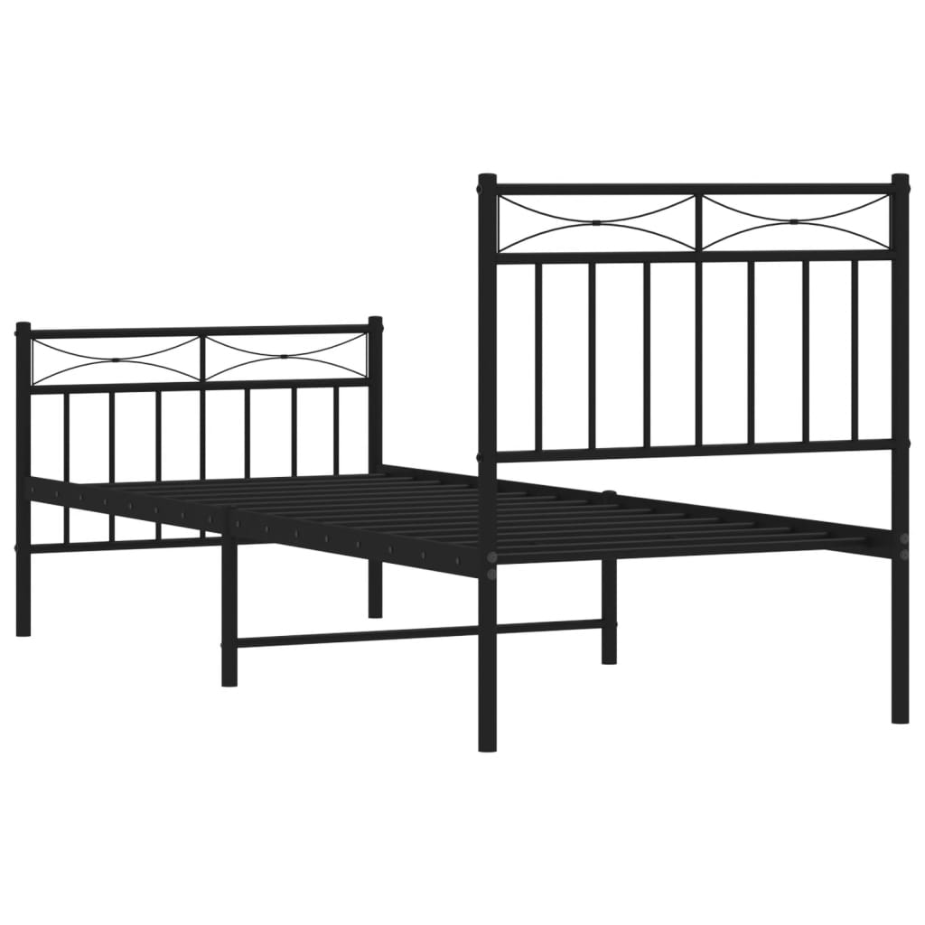 Metalni okvir kreveta uzglavlje i podnožje crni 80x200 cm