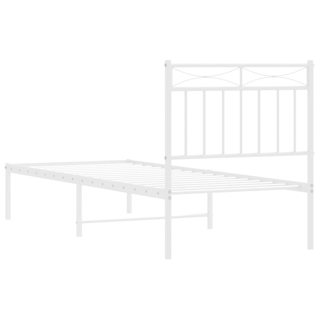 Metalni okvir krevet bez madraca s uzglavljem bijeli 75x190 cm