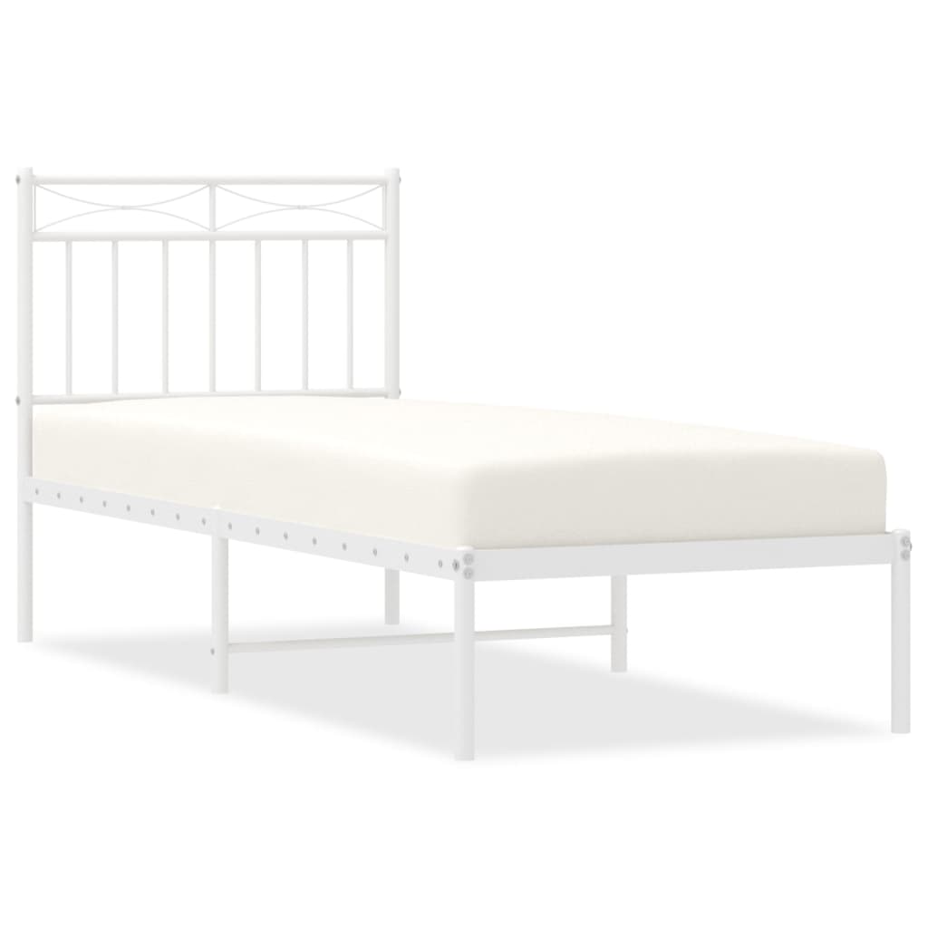 Metalni okvir za krevet s uzglavljem bijeli 80x200 cm