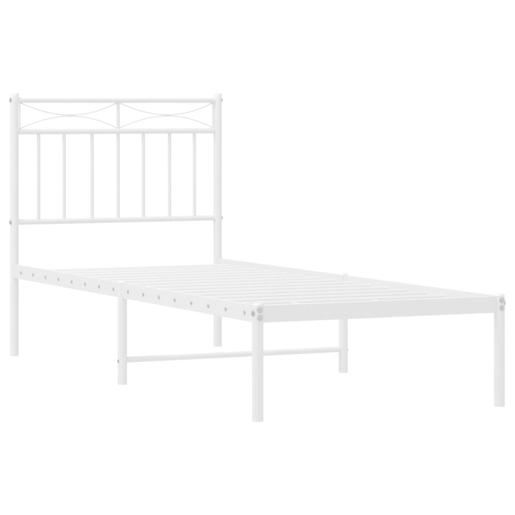 Metalni okvir za krevet s uzglavljem bijeli 80x200 cm