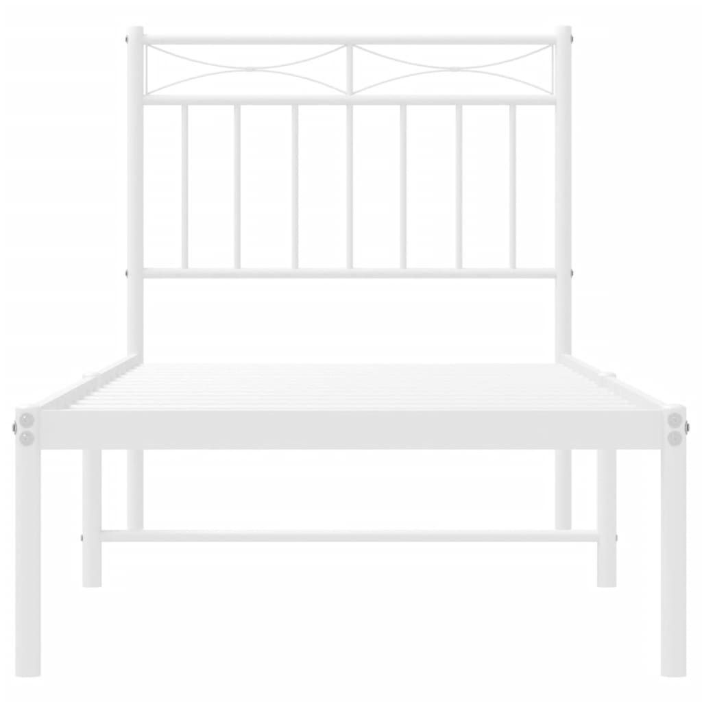 Metalni okvir za krevet s uzglavljem bijeli 80x200 cm