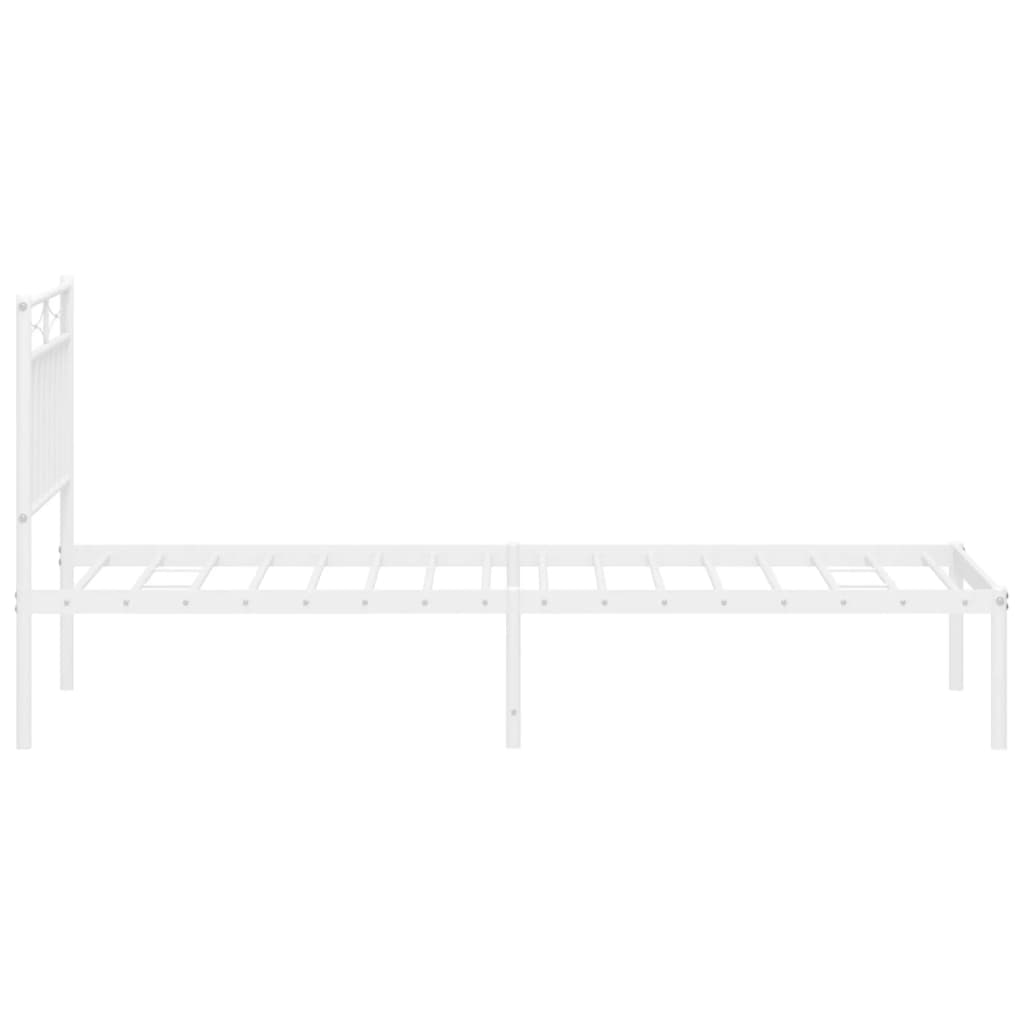 Metalni okvir za krevet s uzglavljem bijeli 80x200 cm